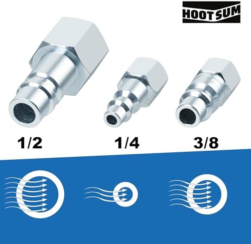 1/2” I/M Industrial Type Air Coupler with 1/2” FNPT, Steel High Flow 5PCS Air Tool Fittings (Pack of 2) - Image 4
