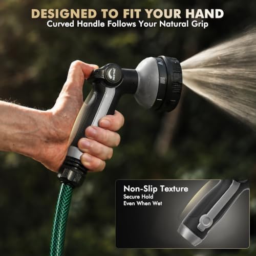 RESTMO Garden Hose Nozzle Heavy Duty, Thumb Control Metal Sprayer Nozzle - Image 7