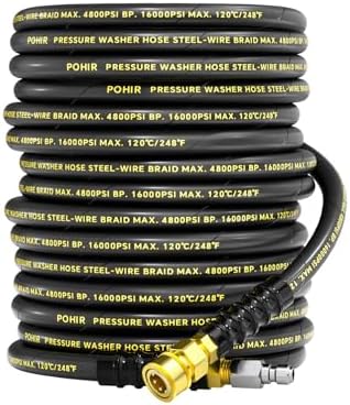 Pressure Washer Hose 70ft 4800PSI with 3/8'' Swivel Quick Connector by POHIR