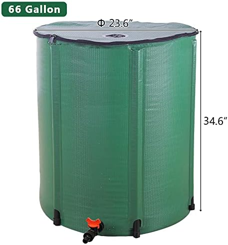 Collapsible Rain Barrel,Portable Water Storage Tank to Collect Rainwater,Rainwater Collection System Downspout,Water Storage Tank Catcher Container with Filter Spigot Overflow Kit (Green,66 Gallon) - Image 2
