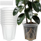 10.6" Clear Plant Nursery Pots with Drainage Plastic Orchid Pots 10 Pack by VIOBEPASS