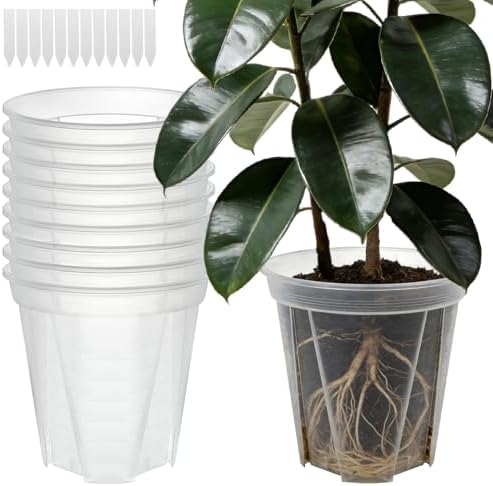 10.6" Clear Plant Nursery Pots with Drainage Plastic Orchid Pots 10 Pack by VIOBEPASS