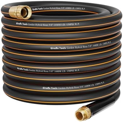 Giraffe Tools Garden Hose 75ft x 5/8", Water Hose Heavy Duty, Lightweight, Flexible Hybrid Hose, Male to Female Fittings by GiraffeTools