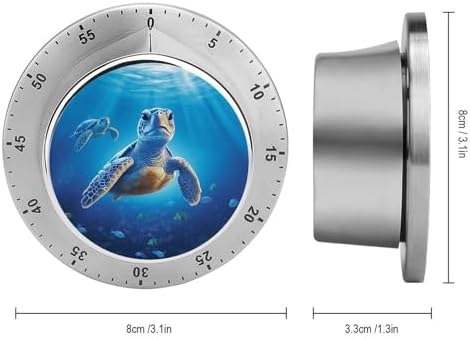 Stainless Steel Timer Turtle in Blue Water Printed Kitchen Timers for Cooking Mechanical Kitchen Timer Multi-Functional Timer for Home Baking Cooking - Image 2