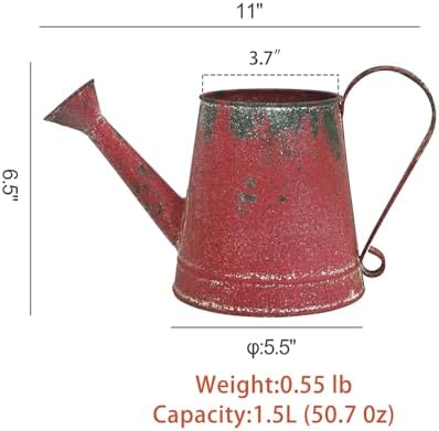 Cute Small Watering Can Indoor Plants Garden Metal Decorative Watering Cans for Outdoor Plants Bonsai Outdoor Garden Flower Decorative (Red, 1.5L, 50.7 Oz) - Image 2