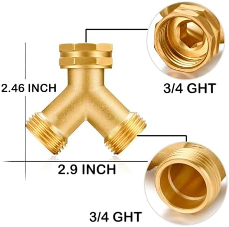 SIGURANTA Garden hose splitter, Brass Y-Type Unrestricted Flow Fitting, Garden Faucet splitter (2-way full flow 6Pcs) - Image 2