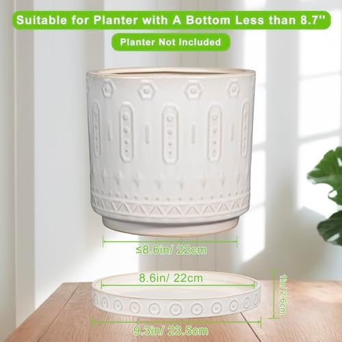 Eightpot Plant Drip Tray - Ceramic Plant Saucer for Outdoors 9.3 Inch Plant Tray for Indoors No Holes Plant Pot Saucer Plant Dishes to Catch Water Round Plant Drainage Trays, Cream White - Image 3