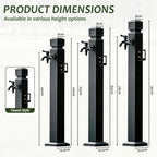 Outdoor Stainless Steel Water Column Spigot, Freestanding Garden Hose Holder with Brass Faucet, Matte Black Decorative Fountain Water Post for Irrigation Washing(B,Height: 95cm/37.4in) - Image 2