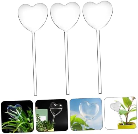 YARNOW Heart Shaped Glass Self-Watering Globes Automatic Plant Watering System for Potted Plants 3-Piece Set for Indoor and Outdoor Gardening - Image 5