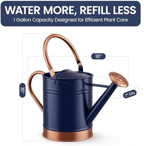 Gardenised 1-Gallon Steel Watering Can with Precision Long Spout for Controlled and Shower Watering Ideal for Indoor & Outdoor Plants Flowers & Houseplants, Blue - Image 2