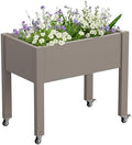 Elevated 26.3" Tall Raised Garden Bed with Wheels - Outdoor Mobile Resin Planter Box with Drainage Holes for Vegetables Flower Herbs, Weather Resistant, Medium Gray (26.3" h) by WTFGO