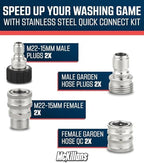 McKillans® M22-15mm Pressure Washer Quick Connect Kit, M22-15mm to 3/8" Male Female Quick Disconnect Kit for Power Washer (Stainless Steel) - Image 3