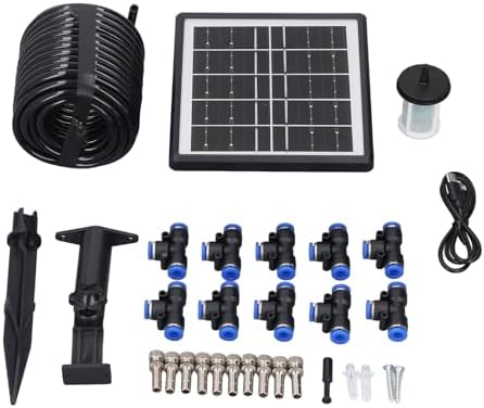 Solar Automatic Drip Irrigation Kit, Solar Powered Watering Device with 12 Timing Modes and Anti Siphon Valve, Supports 10 Pots for Indoor Outdoor Garden Balcony Use by Unknown
