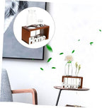 Brown Glass Flower Vase with Wooden Bracket for Home Office - Image 4