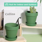 vensovo 4 Inch Small Green Terracotta Plant Pots with Saucer - 6 Pack Clay Flowerpots with Drainage, Great for Indoor Outdoor Plants, Crafts, Wedding Favor - Image 4