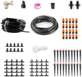 Drip Irrigation Kit,116FT DIY Premium Automatic Garden Watering Sprinkler System for Lawn Raised Bed Greenhouse Plant with 1/4'' and 1/2'' Tubing,Drip Emitters,Nozzels,Connectors Barbed Fittings by Junbec-Pet
