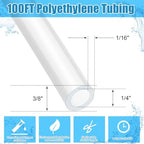 Nuanchu 100ft Polyethylene Tubing, 3/8" Od, 1/4" ID, 0.062" Wall Polyethylene Tubing Food Grade White Translucent Hose for Beverage Pump, Homebrew, Brewing - Image 2