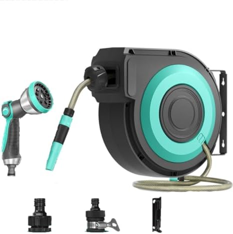 Retractable Garden Hose Reel, Garden Hose | 10m/15m/20m/30m/40m, Adjustable Water Volume, Wall-mounted, Easy Installation,180° Rotation(shower Gun,10m) Shower Gun 10m by Unknown
