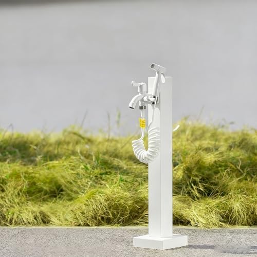 Stainless Steel Garden Hose Holder with Double Faucet - Antifreeze Freestanding Design for Patio & Backyard - Durable Vertical Square Shape (White E, Low-Cut) by Unknown
