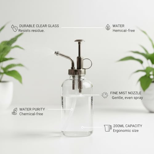 Glass Plant Mister Spray Bottle - 6.8 oz Fine Mist Nozzle for Indoor Plants, Ferns & Orchids - Durable Clear Glass Design - Image 5