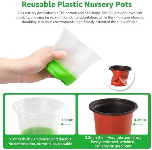 MIXC Clear Nursery Pots with Silicone Base, 5-Inch, 30-Pack - Image 4