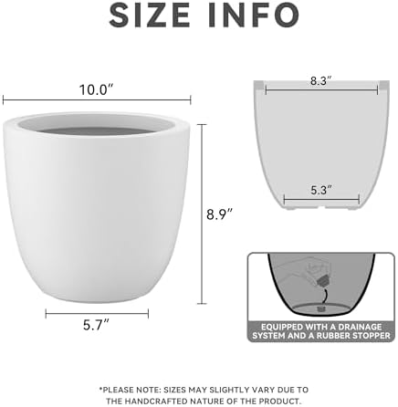 Kante Small Round Bowl White Concrete Planter 10" Dia, Outdoor - Image 2
