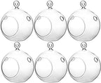 WGV Hanging Terrarium Globe, Width 4", Height 4.75", DIY Air Succulent Planter, Clear Glass Vase Orb with Flat Bottom, Candle Holder for Windowsill Outdoor Garden Decor, 6 Pieces Bulk by WGVInternational-OpusGlassware