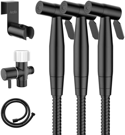 Arofa Black Handheld Bidet Sprayer, Bidet Attachment for Toilet, 3 Pack by AROFA