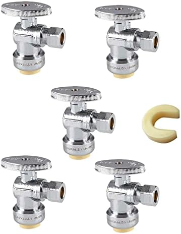 5Pcs EFIELD 1/2"Push-Fit Angle Stop Valve,1/4 Turn(PF-VALVE028-5) by EFIELDPEXTUBING