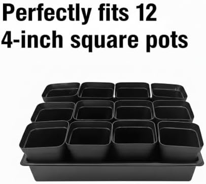RooTrimmer Seed Starter Tray, 10 Packs Plant Tray, Durable Plastic Growing Trays, Stackable Seedling Starter Trays Perfect for Indoor, Outdoor, Greenhouses, 16.5" L x 13.2" W x 2.8" H - Black - Image 3