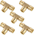 5/8" Brass Union Tee, DOT Approved 3-Way Air Line Connector 5PCS by BOERAY