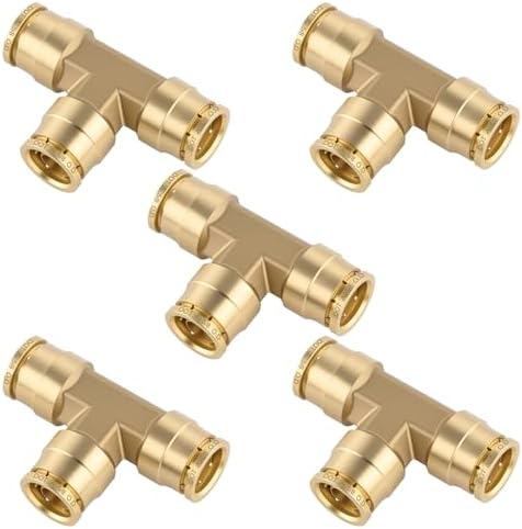 5/8" Brass Union Tee, DOT Approved 3-Way Air Line Connector 5PCS by BOERAY