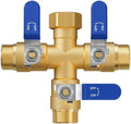 Garden Hose Splitter, 3 Way Heavy Duty Brass hose splitter, Water Hose Bib Spigot Splitter with 0.59" Full Flow Ball Valve Outlet & Shut-Off Valve 3/4'' Connector Outdoor Water Faucet Adapter（Blue） by ZaakWang