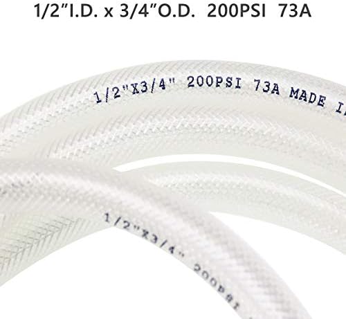 EASTRANS 1/2" ID x 50ft High Pressure Braided Tubing Clear Vinyl Hose - Image 6