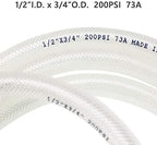 EASTRANS 1/2" ID x 100ft High Pressure Braided Tubing Clear Vinyl Hose - Image 5