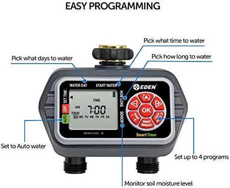 Eden Digital Programmable Water Timer + Flex Design Above Ground Irrigation Garden Sprinkler System - Image 4