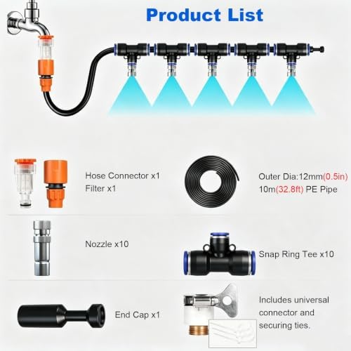 Cooling Misting System for Construction Sites, Adjustable Hose Mister Setup, Outdoor Water Mist Line for Instant Temperature Relief, Perfect for Work Environments - Image 5