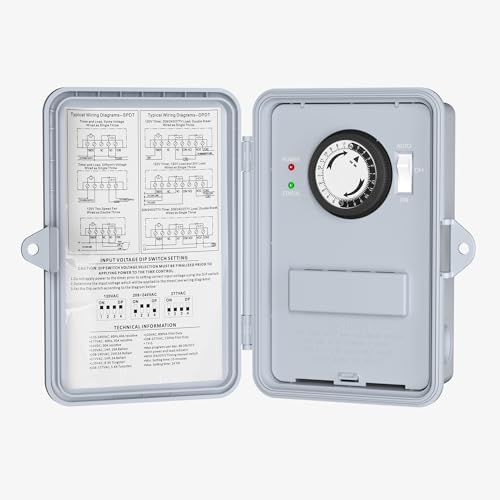 BN-LINK Pool Pump Timer Outdoor Mechanical Timer Box, Heavy Duty 24 Hour Programmable, 2HP 40A Max, 120, 240, 277 VAC, for Pool Pump, Water Heater, Fans, SPA by BN-LINK
