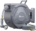 Retractable Garden Hose, 1/2" x 160 ft Wall Mounted Garden Hose Reel with 10-Pattern Hose Nozzle, Heavy Duty Water Hose Any Length Lock,Slow Return System,180°Swivel Bracket by Dkenicor