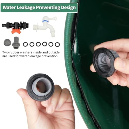 Rain Barrel Water Collector, 100 Gallon Folding Rainwater Barrel with Mesh Cover, Rainwater Collection System with Spigot & Hose Connection, Collapsible Water Storage Container for Garden, Green - Image 4