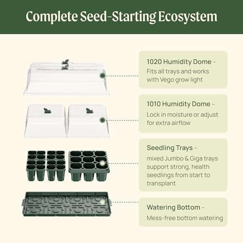 Vego garden Germination Bundle,4 Pack Jumbo and1 Pack Giga Seedling Trays with Seedling Tray Lids and 10" x 20" Bottom Watering Trays - Image 5