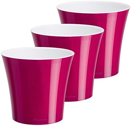 Santino, Self Watering Planters Arte 7.7 Inch Purple/White, Indoor Flower Pots for All House Plants, Flowers, Herbs, Succulents, Set of 3 by Smart+Planters