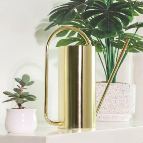 Long Spout Watering Can Stainless Watering Pot Indoor Garden Pitcher with Narrow Angled Nozzle and Comfortable Top Handle Suitable for Home flowerpots, Gold, 1.5L - Image 5