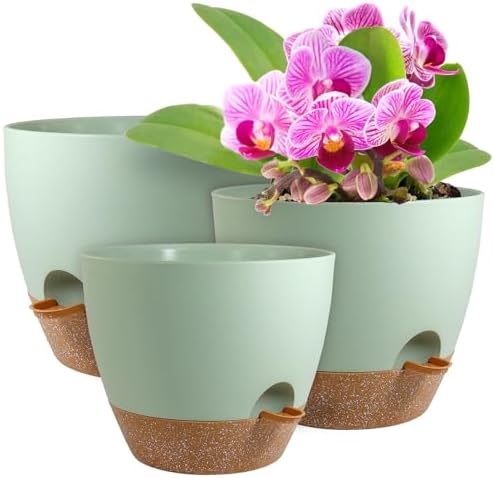 WSMKSZ 12/10/9 inch Self Watering Pots for Indoor Outdoor Plants, Set of 3 by WSMKSZ