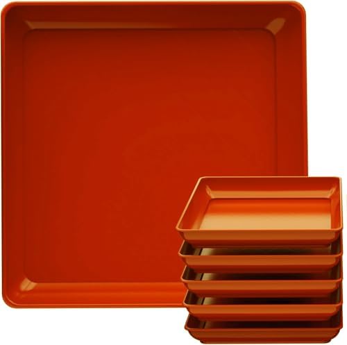 Square Plant Saucer 20 Inch 5 Pack, Planter Trays for Flower Pots, Plant Water Catcher Drip Dishes, Plastic Bottom Watering Plates Indoors and Outdoors - Red, HPTP-ZFX-20in-5pack-HZ by Tectsia