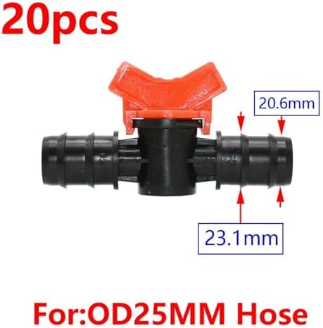 20pcs Drip Irrigation Valve 4/7 3/8/10/12/16/20 /25mm Pipe Garden Tap 1/2" 3/4" Male Thread Water Hose Barb Connector(H) - Image 2