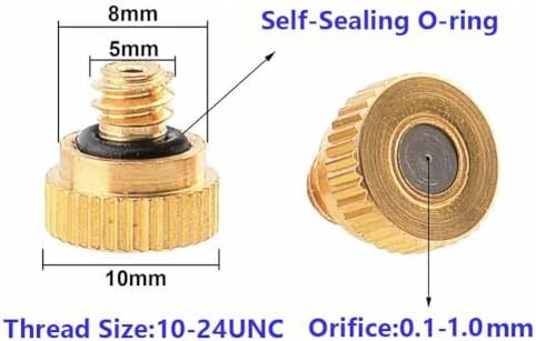 50pcs Low Pressure Water Mister Nozzle for Outdoor Cooling Misting System, Brass Misting Nozzle 10/24 UNC Fog Nozzles for Outdoor Cooling Misting System, Dust Removal (Size:0.9mm) - Image 2