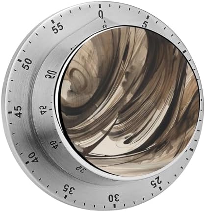 Mechanical Kitchen Timers for Cooking,Brown Ink Drawing Printed 60 Minute Magnetic Countdown Timer,Cute Cooking Timers with Alarm,Stainless Steel Time Timer Manual No Batteries Required by Unknown