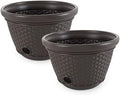 Suncast 2 Pack Decorative Wicker Garden Hose Holder Pot with 4 Drain Holes for 100 Foot Hoses, Java by Suncast