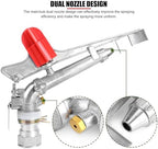 1.5in DN40 High Pressure Impact Rain Gun Sprinkler, with Dual Nozzle, Adjustable 360 Degree Automatic Rotating, for Covering Large Areas, Agriculture Field Crop Irrigation - Image 4